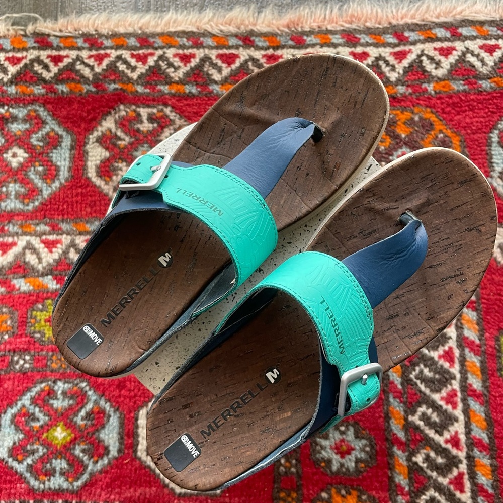 Merrell Green and Blue Sandals with Adjustable Strap